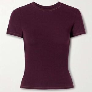 Skims Cotton Jersey Long Sleeve T-Shirt Currant New